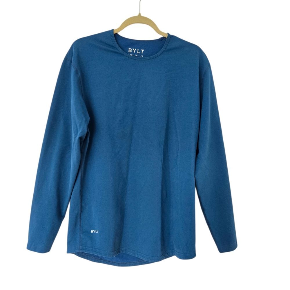 BYLT Basics Drop-Cut Long Sleeve Shirt Mens Large Teal Blue Green Base Layer